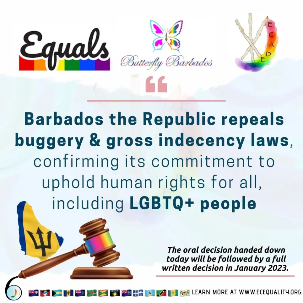 Barbados repels buggery laws